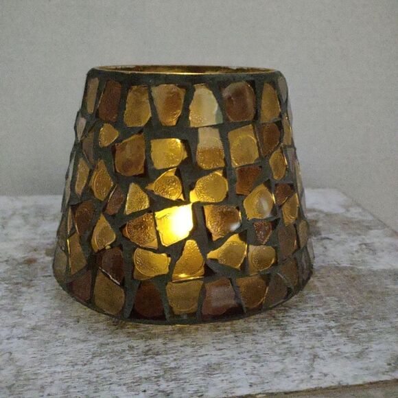 Mosaic Tile Candle Shade Amber  Colors Y1 - Picture 2 of 7
